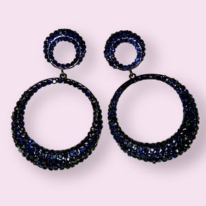 Navy blue rhinestone earrings